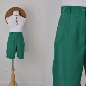 Vintage 1980s Emerald Green High Waisted Shorts | 28 waist